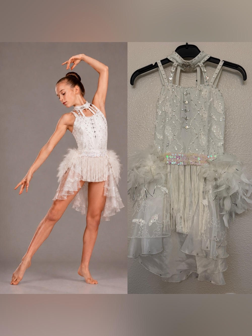 Glamour White competition Solo Dance Costume Lyrical Contemporary LC child